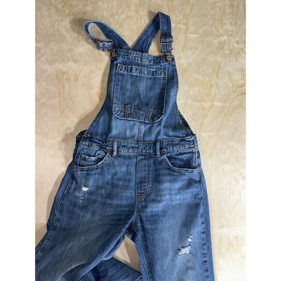 GAP Other - Gap Kids Overalls Girls XL Denim Blue Relaxed Distressed Bootcut Cotton